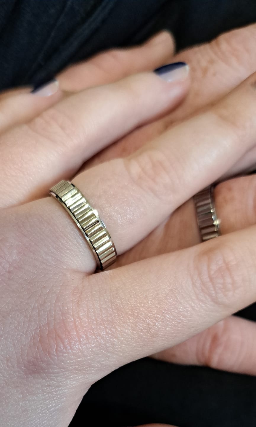 Customer photo review of silver grooved anxiety ring