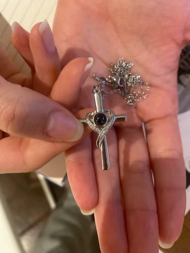 Customer photo review of Projection Diamond Cross Necklace + FREE Bracelet Set