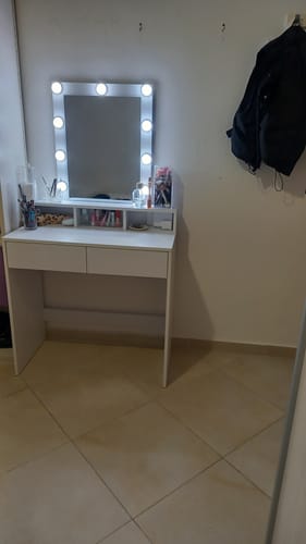 Customer photo review of Τραπέζι Μπουντουάρ Μακιγιάζ Μεικαπ Τουαλέτας Κρεβατοκάμαρας Καθρέφτης Λευκό με Φωτισμό LED Ρυθμιζόμενη Φωτεινότητα RD-T114W01