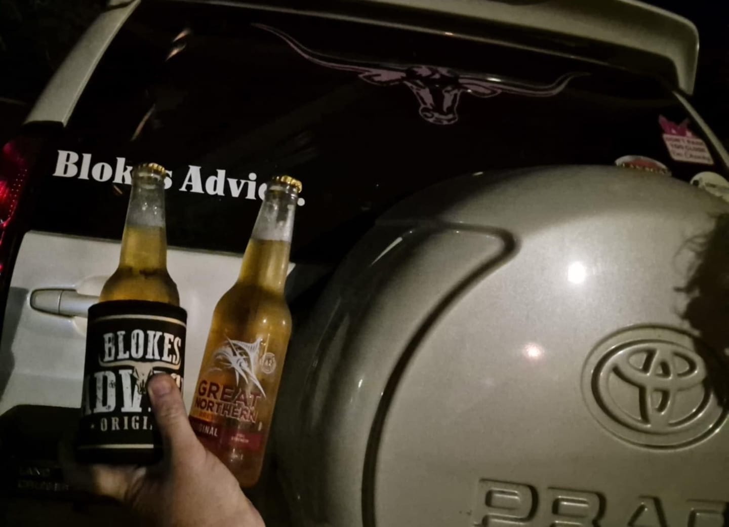 Customer photo review of Blokes Advice Sticker - White