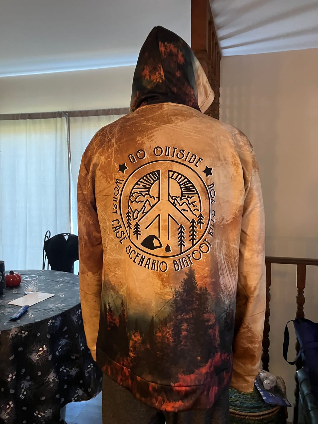 Customer photo review of Go Outside Worst Case Scenario Bigfoot Kills You All Over Print Shirt