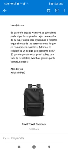 Customer photo review of Royal Travel Backpack