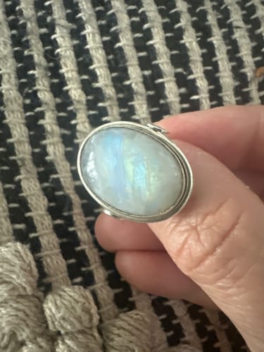 Customer photo review of Sterling Silver Rainbow Moonstone Ring