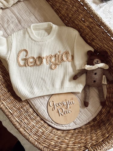 Customer photo review of Hand Knitted Personalized Sweater