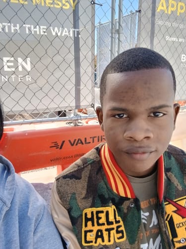 Customer photo review of Kids Hellcat Varsity Jacket (Vintage Camo)