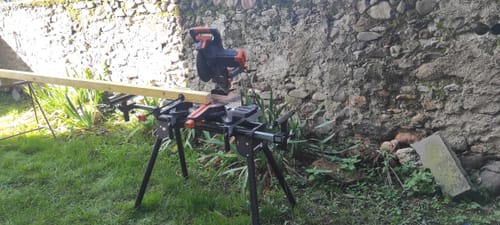 Customer photo review of Pack Evolution : Scie à onglet électrique 255mm R255SMS+ avec lame multi-matériaux TCT + Support pour scie à onglet