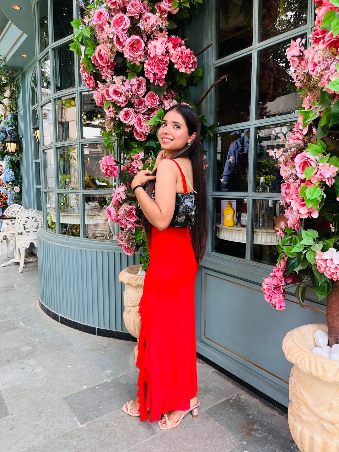Customer photo review of Cougar Ruffled Bodycon Maxi Dress