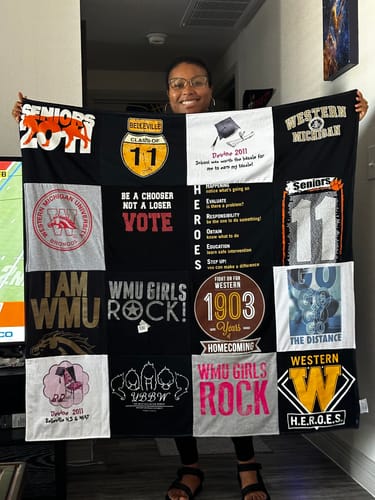 T-shirt quilt from western michigan university by Tai from TX
