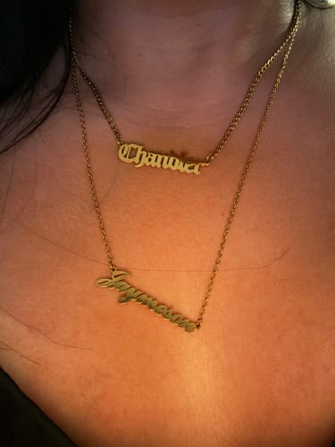 Customer photo review of Old English Custom Necklace