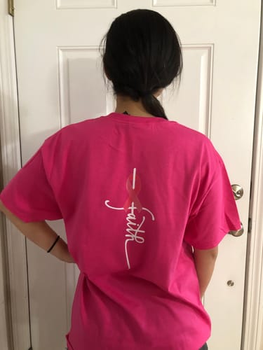 Customer photo review of Faith Awareness DTF Transfer