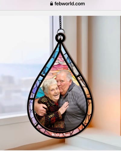Customer photo review of Memorial Family Gift Teardrop - Personalized Window Hanging Suncatcher Photo Ornament