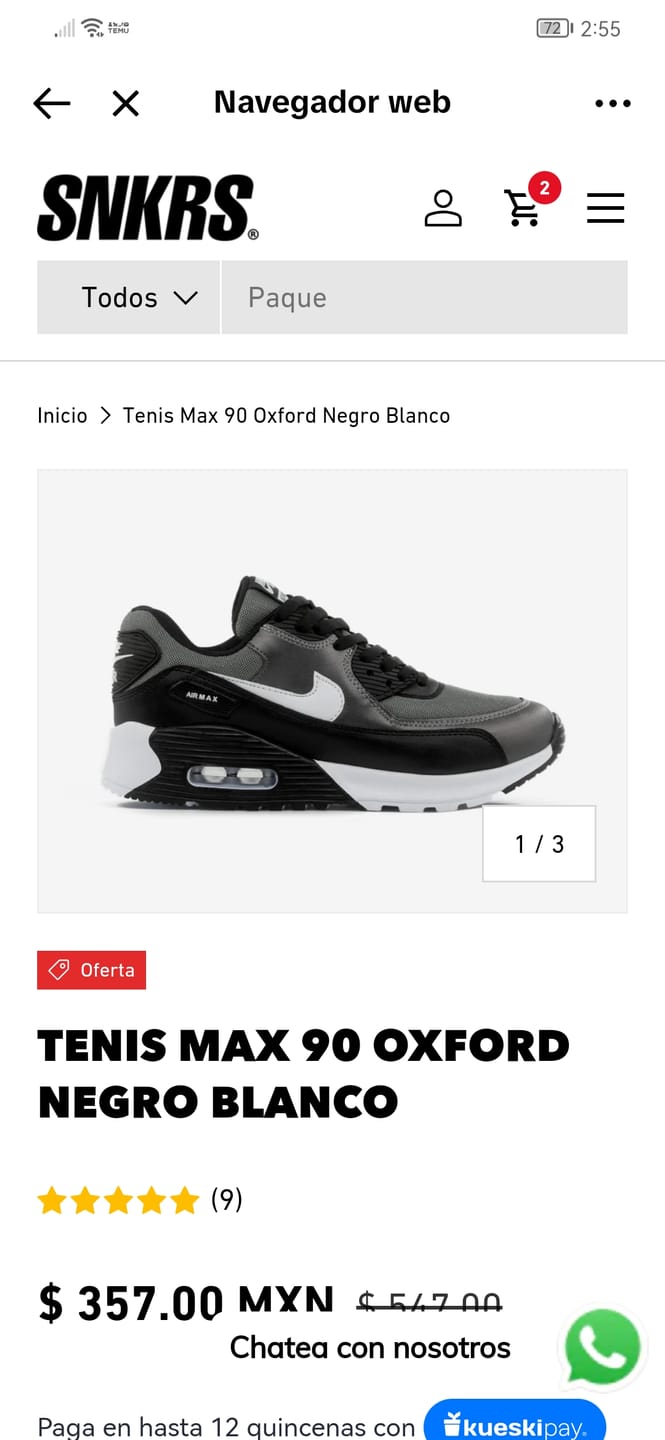 Customer photo review of Tenis Max 90 Oxford Negro Blanco