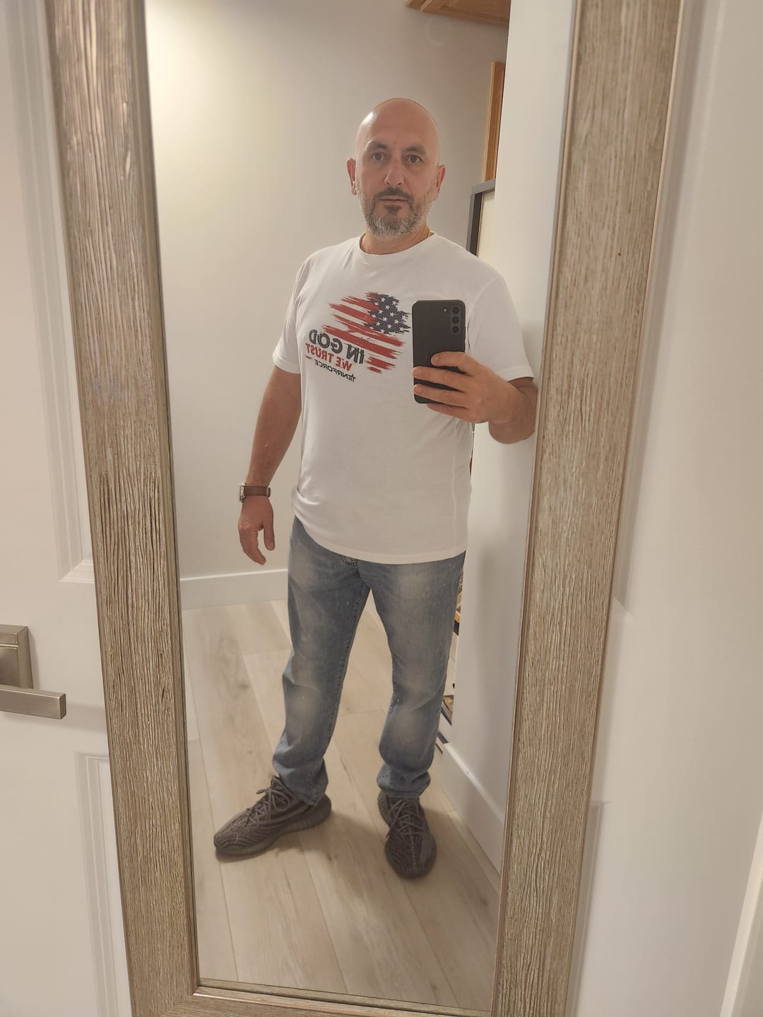 Customer photo review of In God We Trust Tee