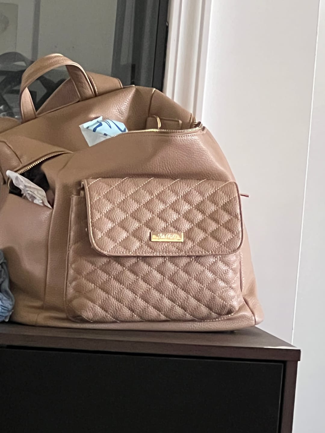 Customer photo review of Monaco Diaper Bag | Latte Brown