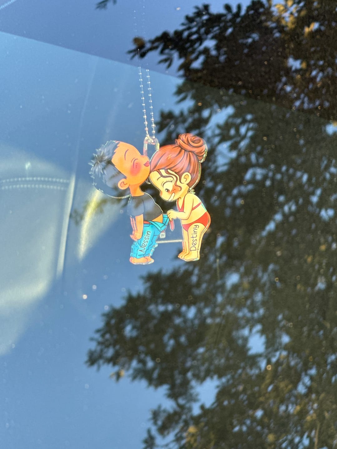 Customer photo review of Cute Couple - Gift For Husband Wife, Anniversary - Personalized Car Ornament