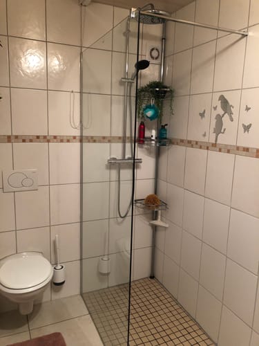 Customer photo review of SONNI Walk In/ Begehbare Dusche Duschabtrennung Duschwand Nano Klarglas Glasstärke 8mm Breite 70-120cm