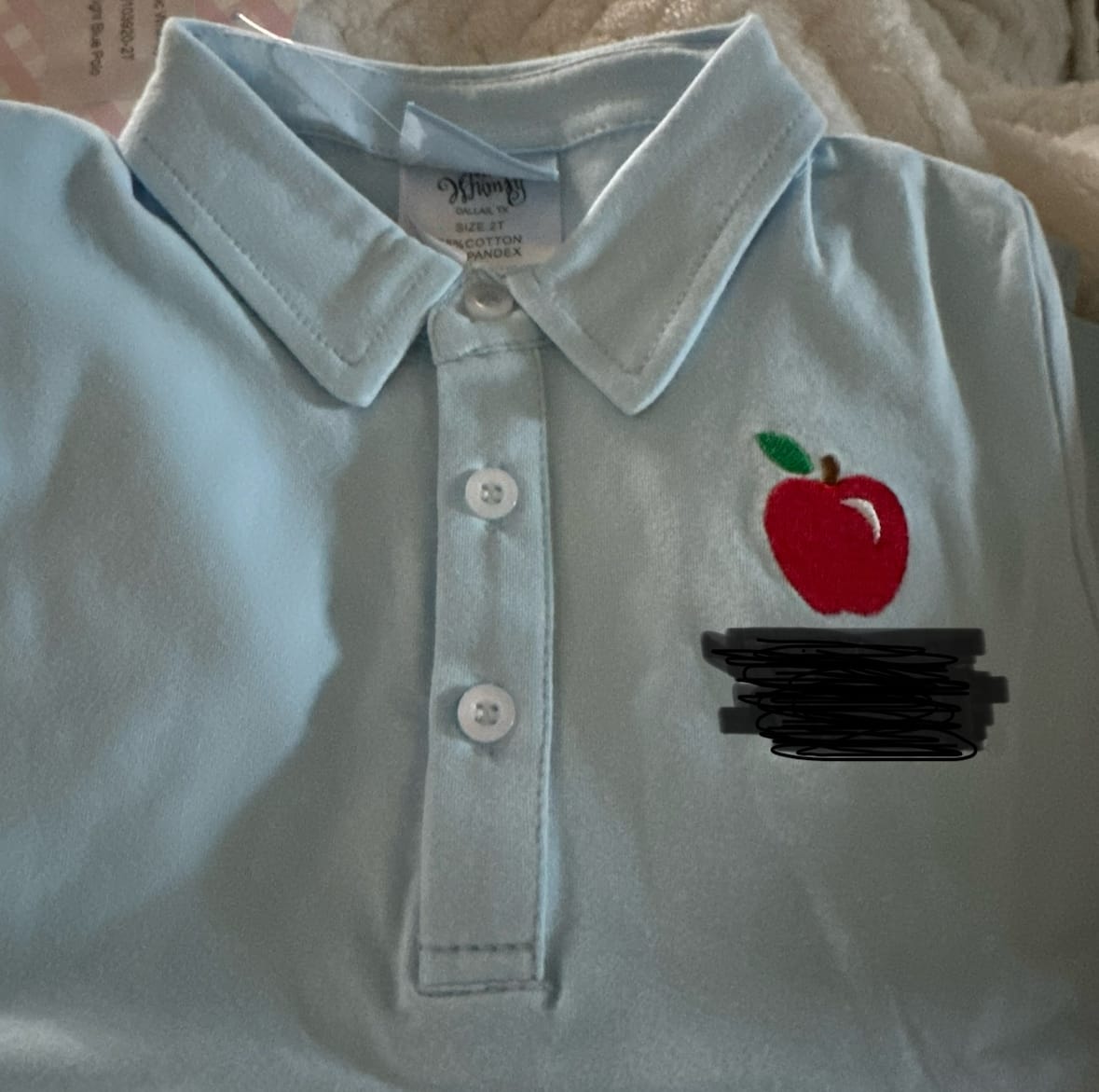 Customer photo review of Apple Light Blue Polo