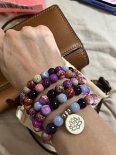 Customer photo review of 108 Purple Jasper & Amethyst Mala Bead Bracelet