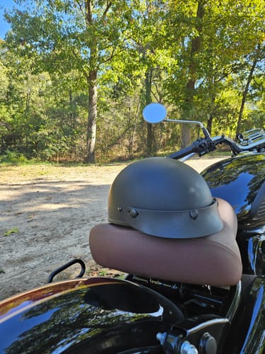 Customer photo review of Smallest lightest DOT Beanie Helmet - Flat Black w/Peak