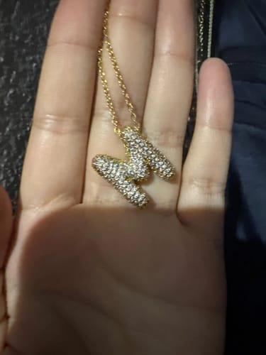 Customer photo review of FLOLA Chunky Clear Crystal Initial Necklaces For Women Bubble Letter Necklace Custom Name Jewelry Birthday Gifts nkeb798