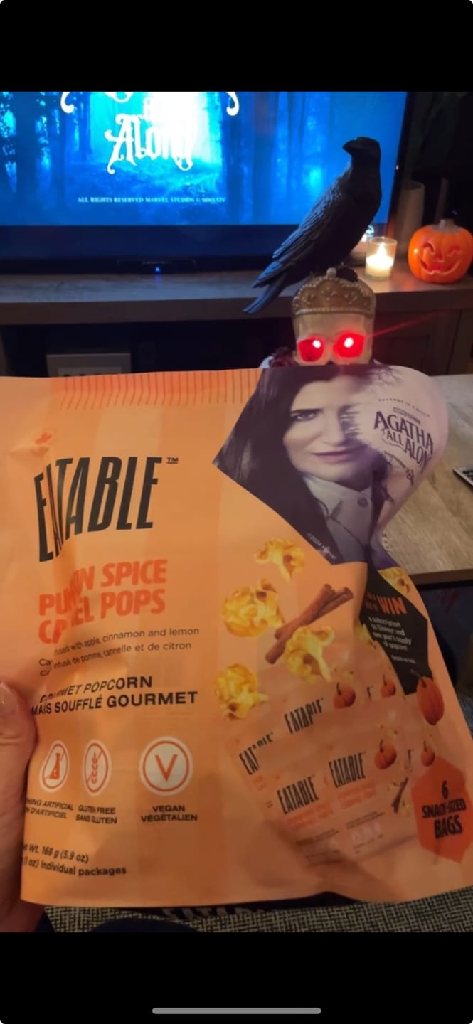 Customer photo review of Pumpkin Spice Caramel Popcorn - Limited Edition inspired by Marvel Television's "Agatha All Along"