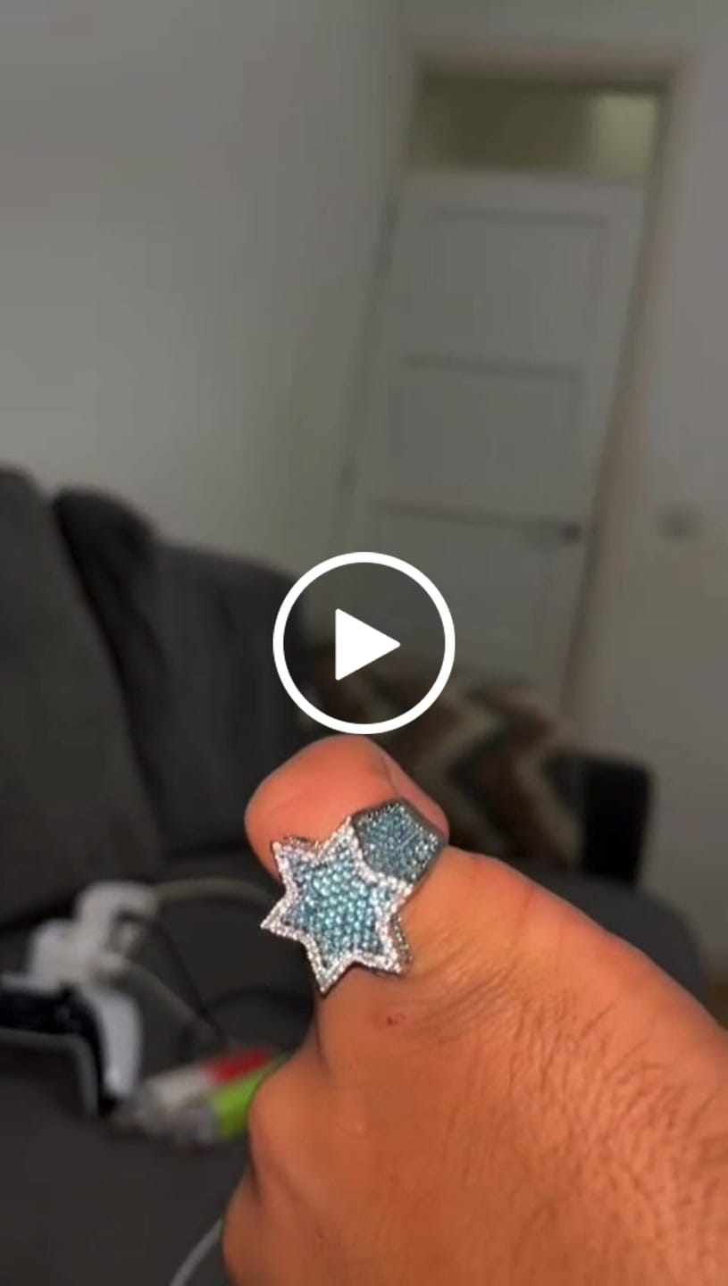 Customer video review of Blue Iced Star Ring - White Gold