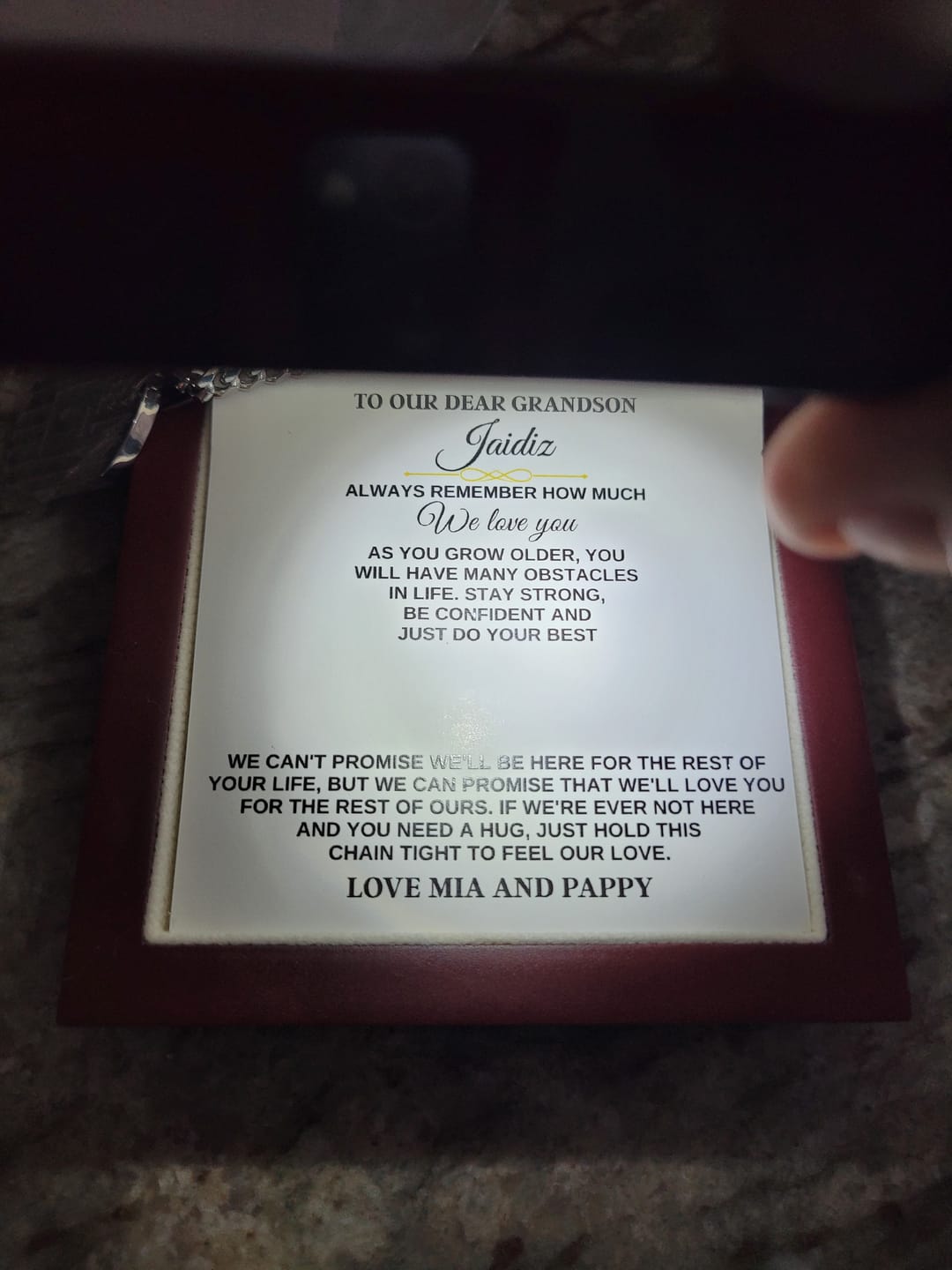 Customer photo review of For Grandson - Personalized Special Gift Set - SS258P
