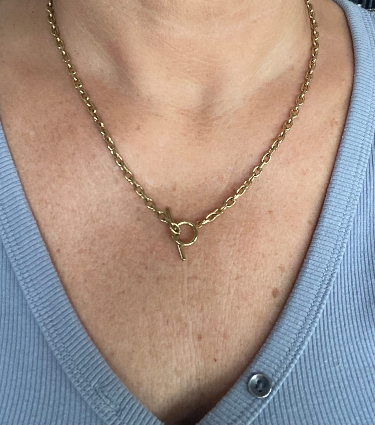 Customer photo review of Cuban T Bar Necklace