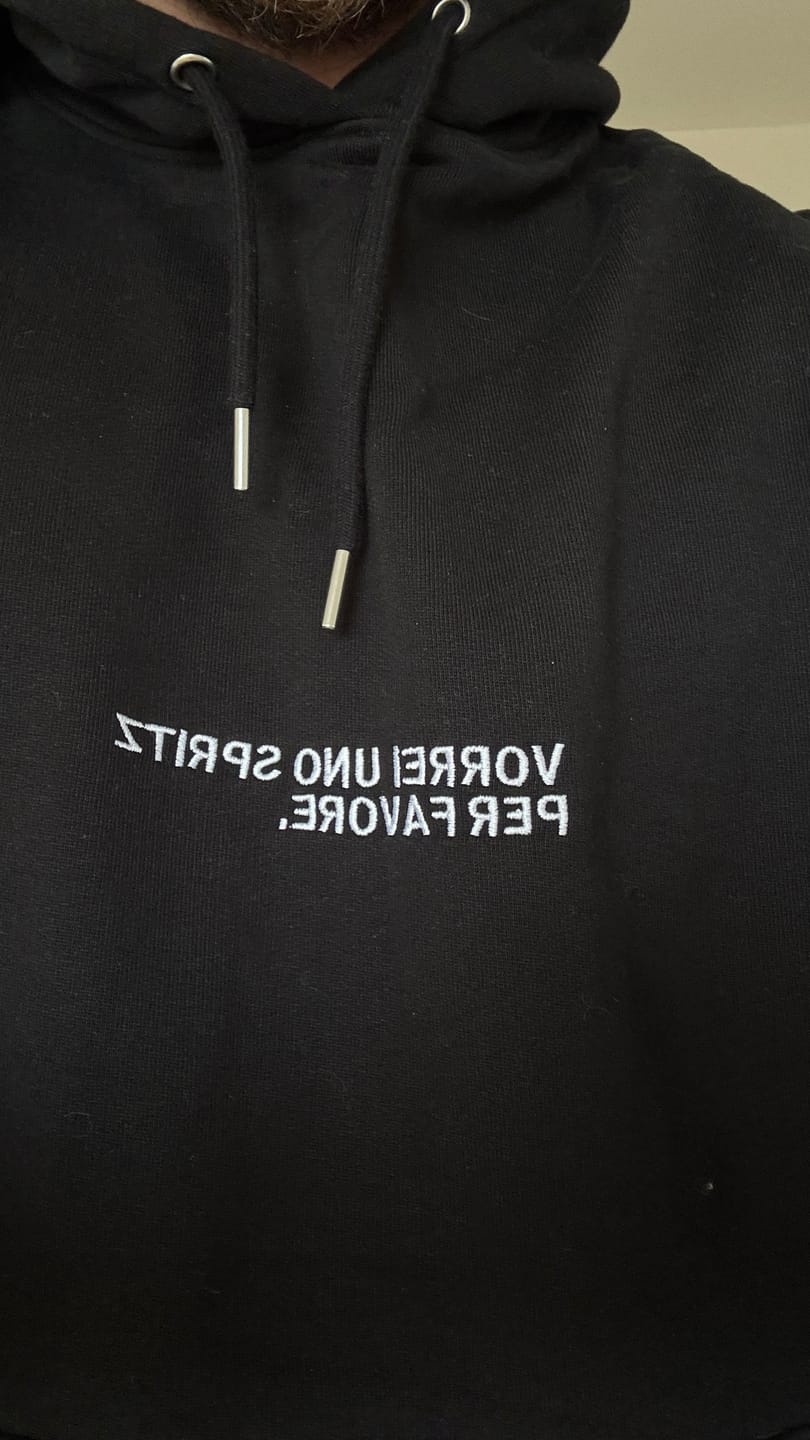 Customer photo review of The Uno Spritz Per Favore Eco Hoodie