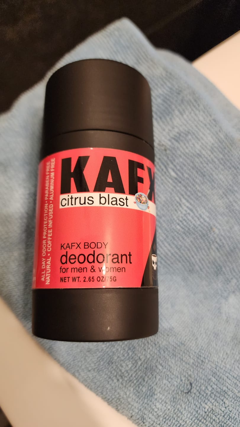 Customer photo review of Citrus Blast KAFX Body Natural Coffee Infused Deodorant