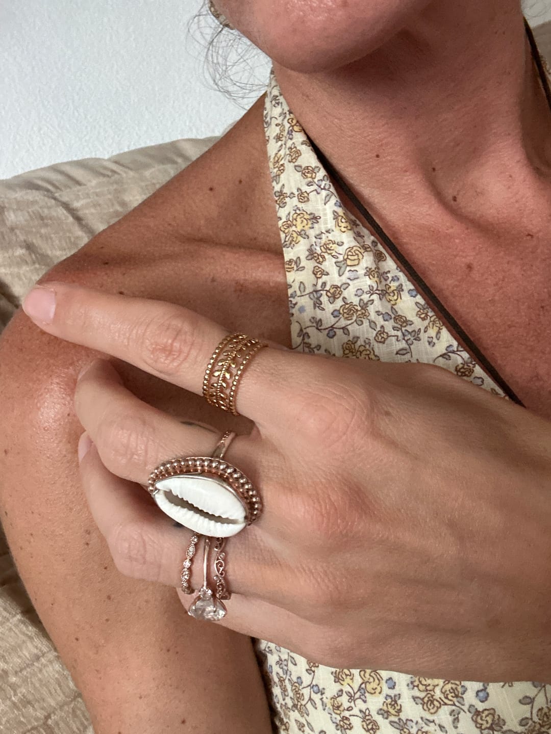 Customer photo review of Marissa Layered Gold Leaf Ring