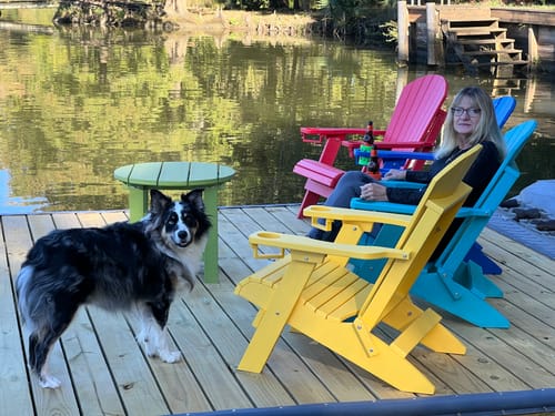 Customer photo review of King-Size Folding Adirondack Chair With Cup Holder