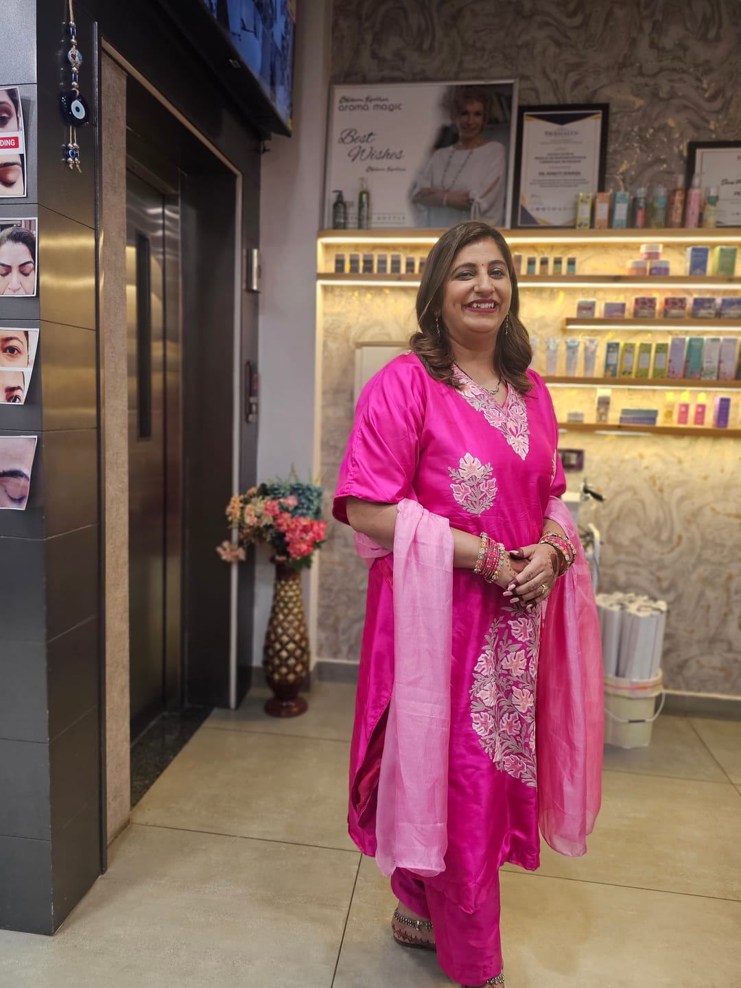 Customer photo review of Fuchsia Fantasy Aari Embroidered Kaftan