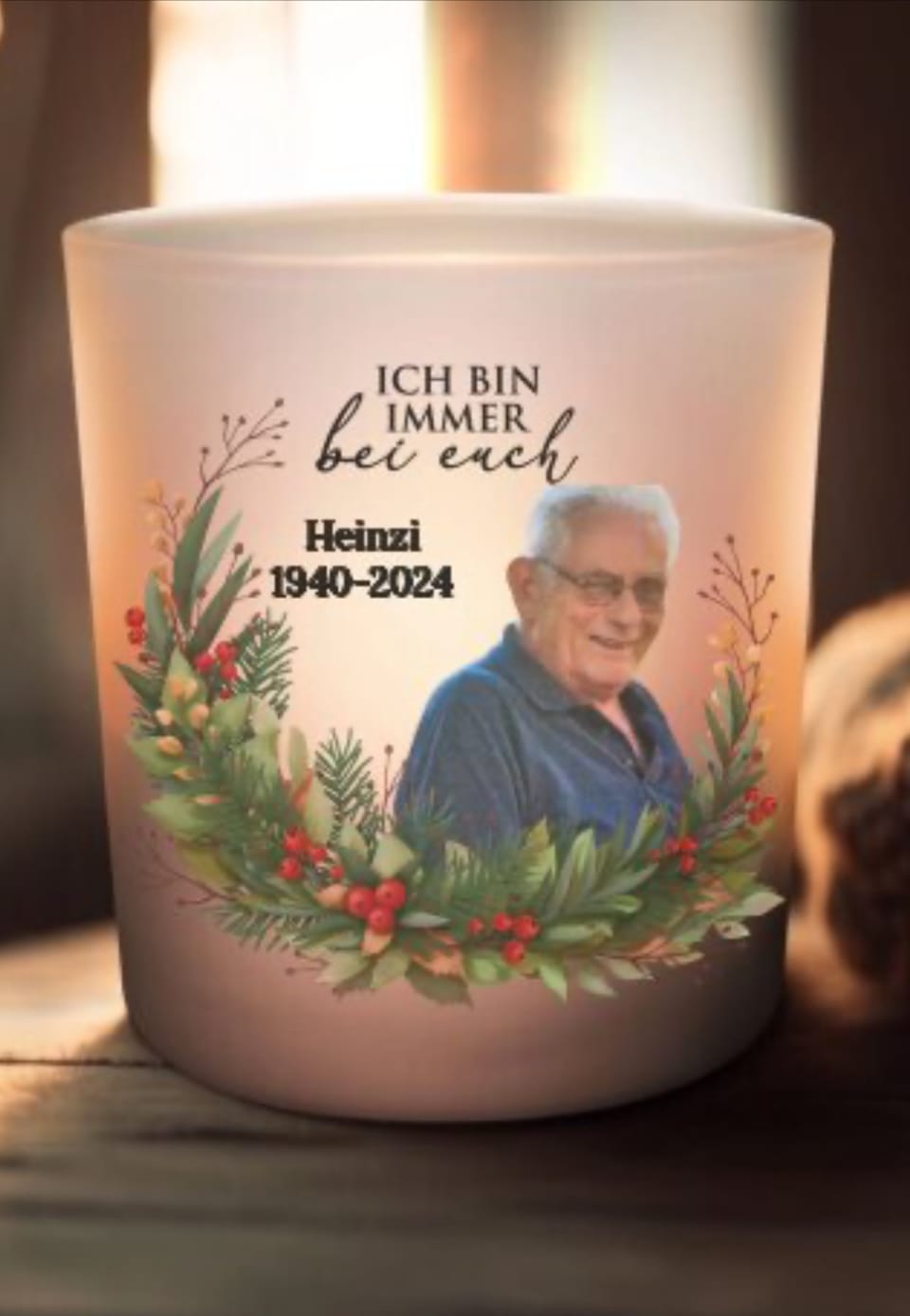 Customer photo review of Bei euch - Personalisiertes Teelicht