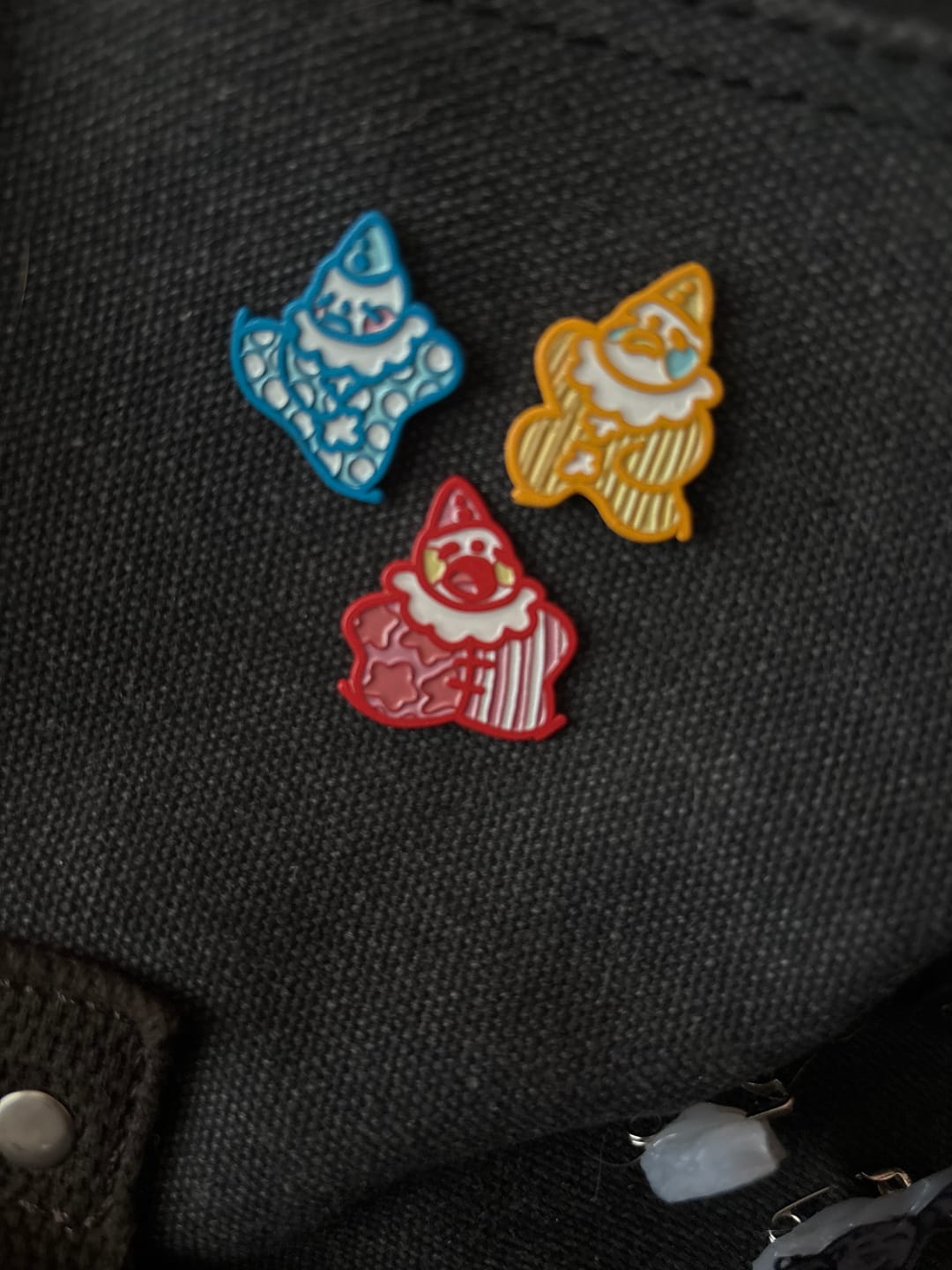 Customer photo review of Cute Lil Clown Enamel Pins