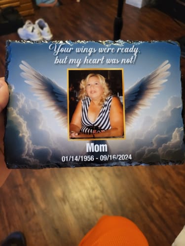 Customer photo review of Your Wings Were Ready Memorial Plaque