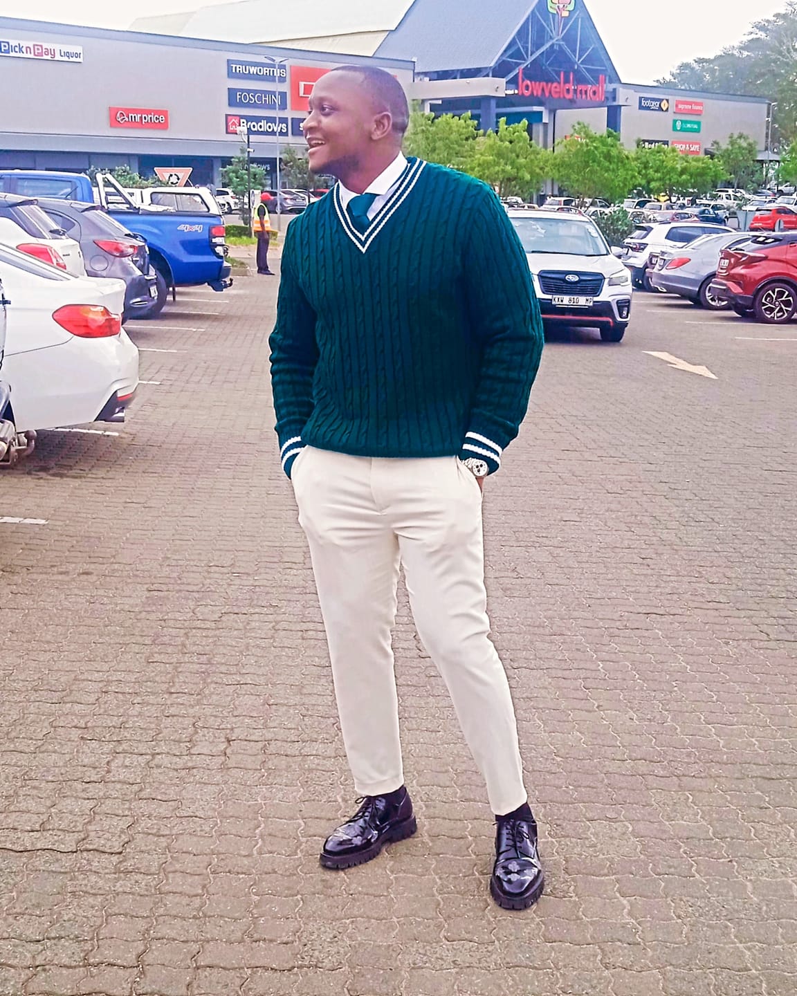 Customer photo review of Forest Green & White Cricket Jersey