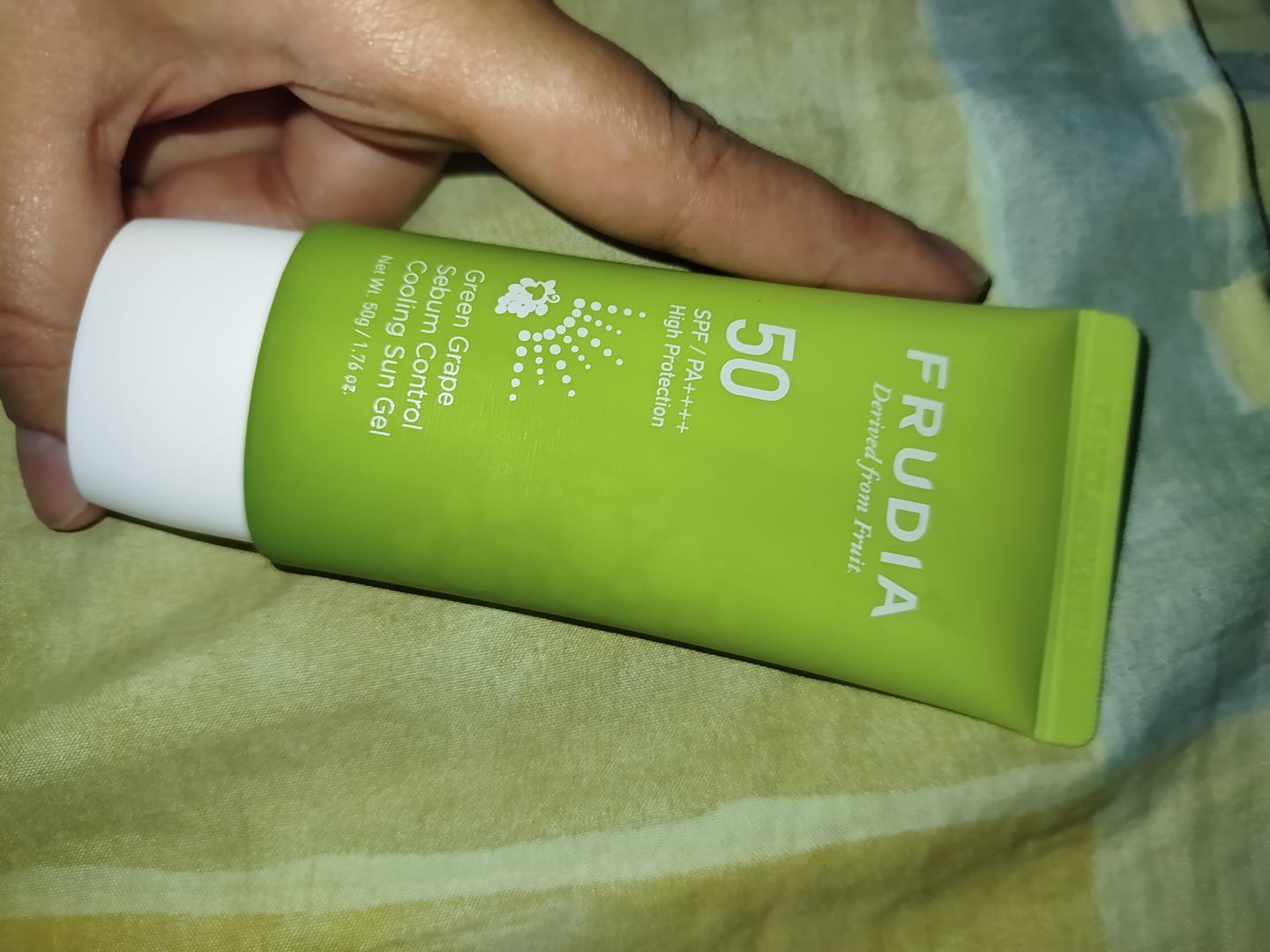 Customer photo review of Frudia Green Grape Sebum Control Sun Gel SPF50+/ PA++++