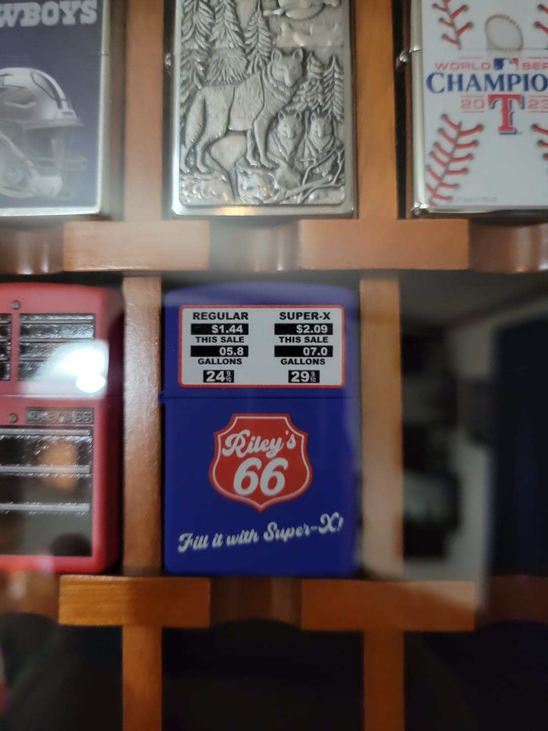 Customer photo review of Exclusive - Riley's 66 Zippo Lighter - Gas Pump - Royal Blue Matte