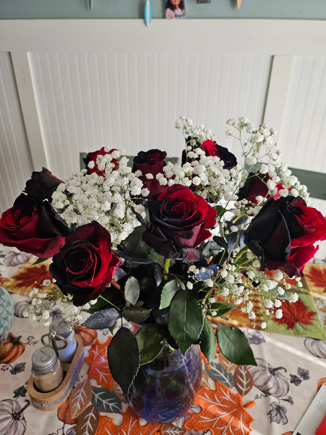 Customer photo review of Black and Red Tinted Roses