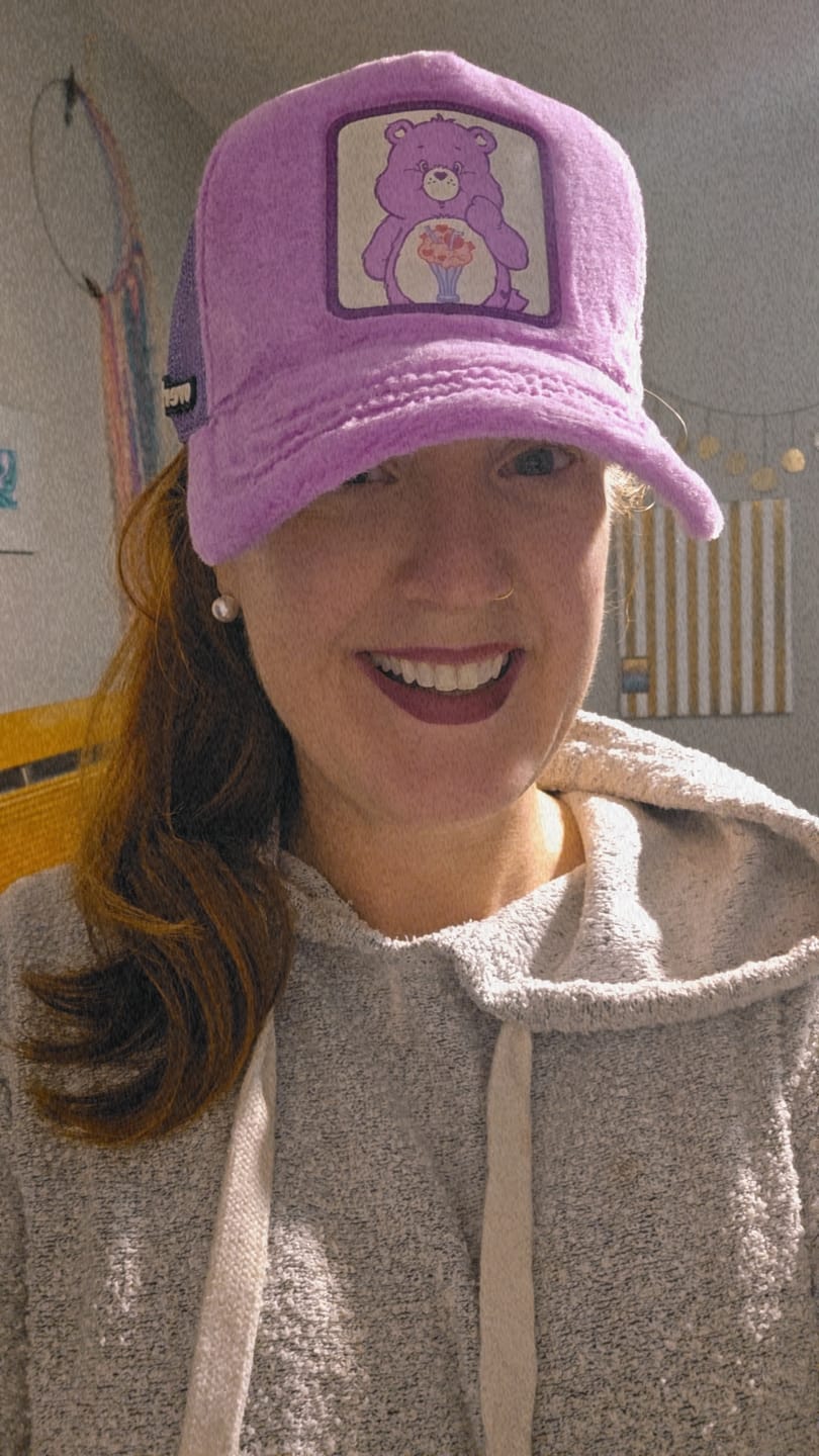 Customer photo review of OVERLORD X Care bears:  Share Bear Trucker Cap