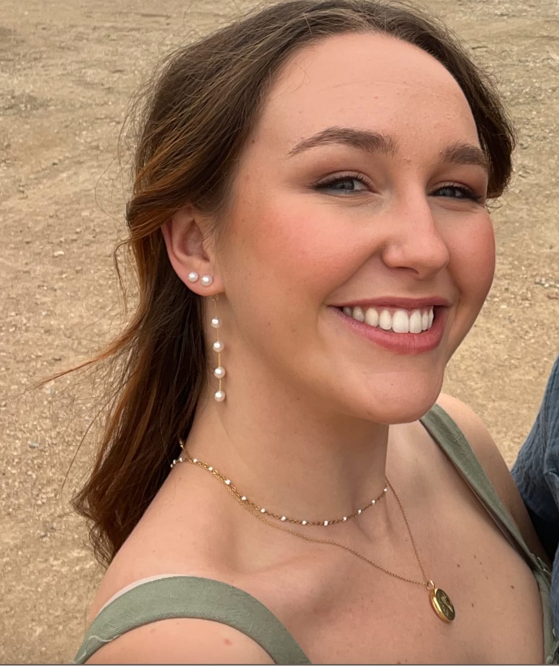 Customer photo review of Pearl Drop Earrings