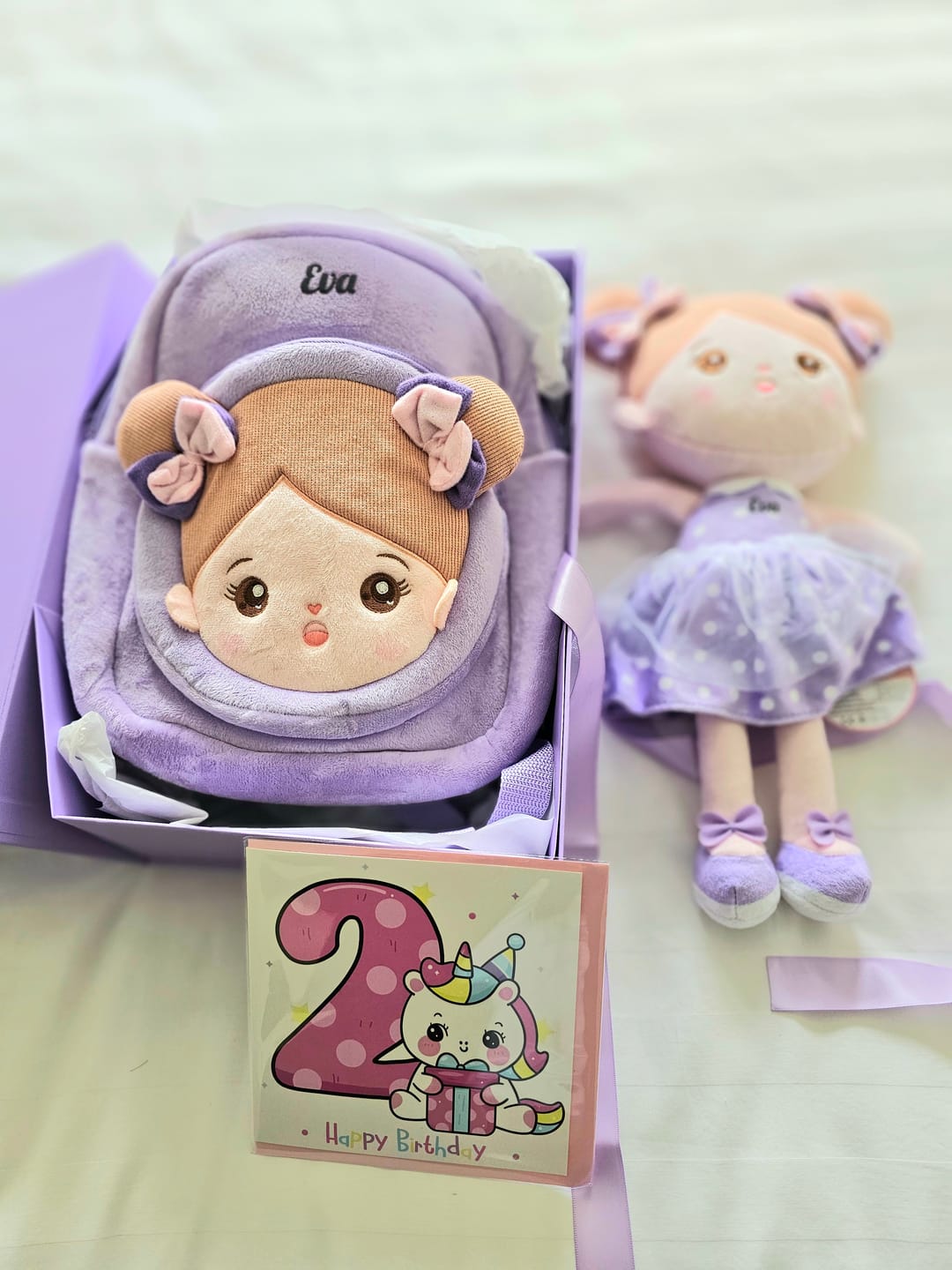 Customer photo review of Personalized Sweet Girl Purple Plush Doll
