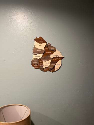 Customer photo review of Wooden Map of Uruguay, 3D and Multicolor - Wood Home and Office Decor