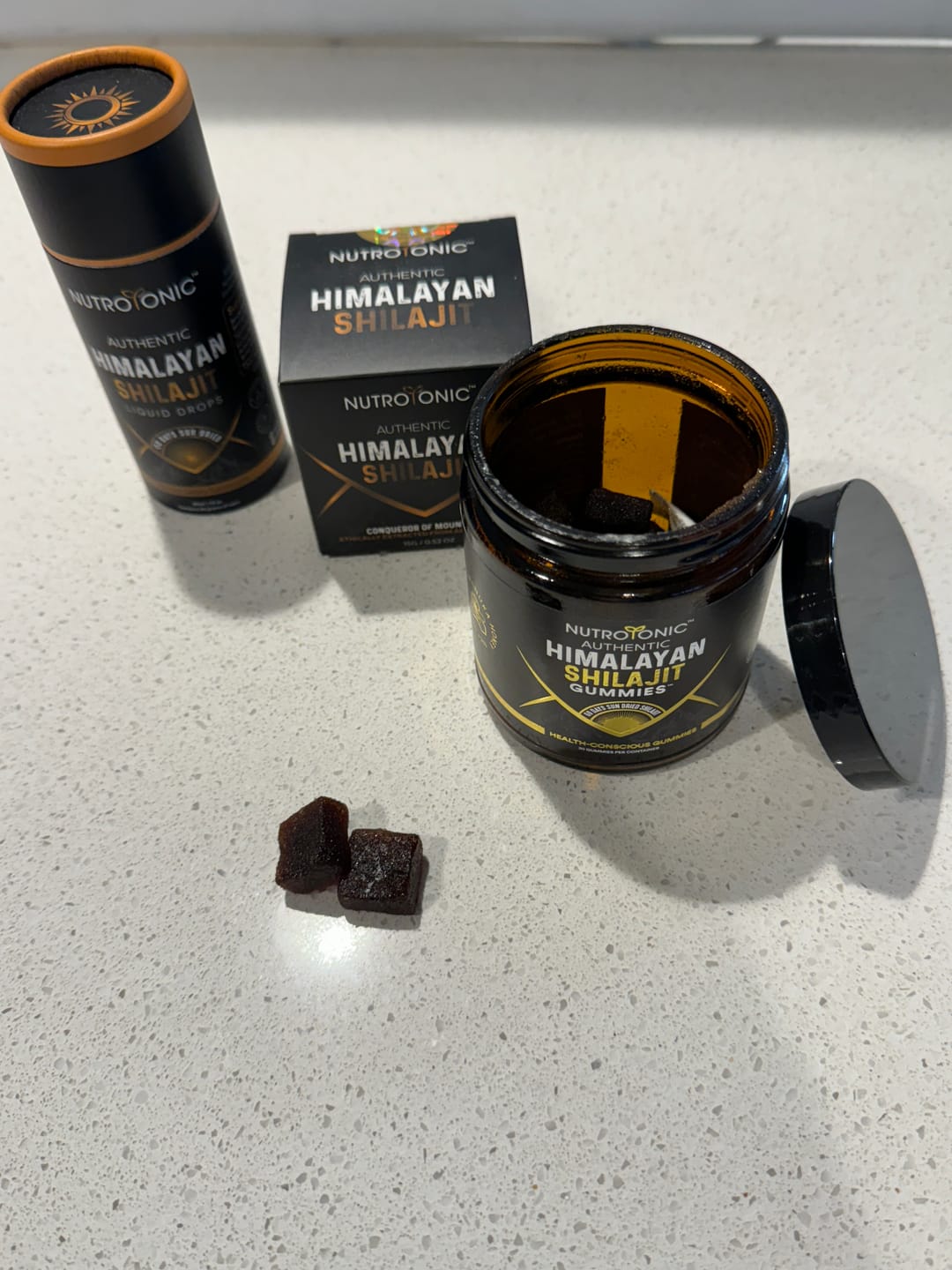Customer photo review of Authentic Himalayan Shilajit® Gummies Sweetened with Organic Manuka Honey Flavored with Organic Blood Orange Oil & Organic Vanilla