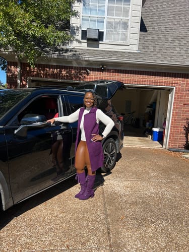 Customer photo review of Classy Girl Cardigan Vest (Purple)