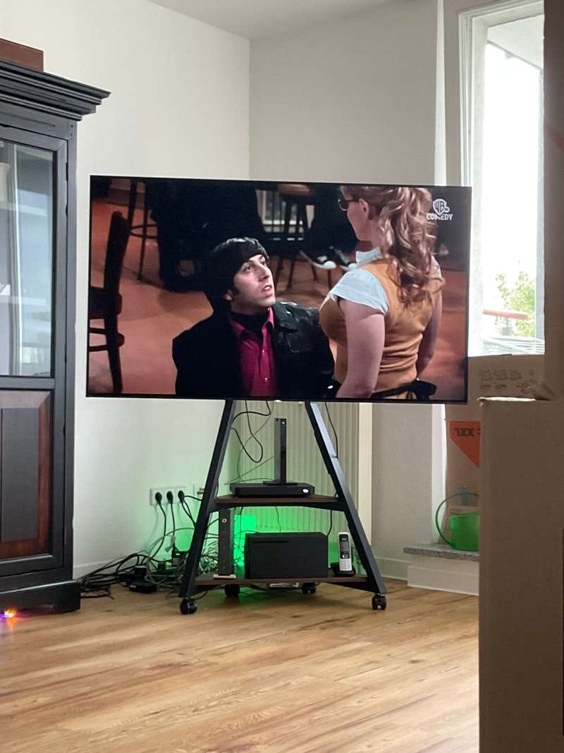 Customer photo review of Floor TV Stand With Wheels Eiffel Series 32-65 Inch