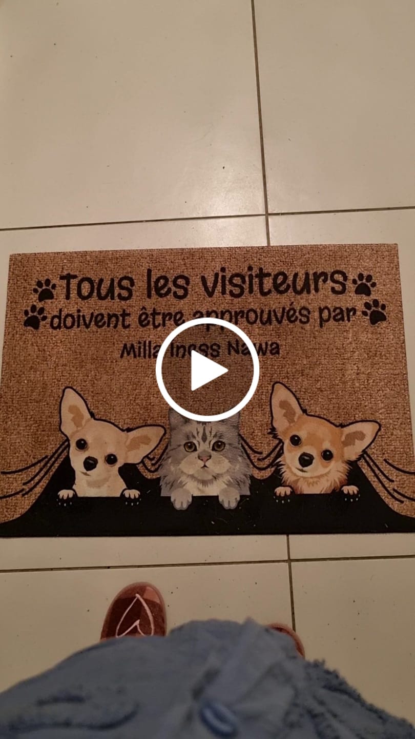Customer video review of Visiteur approuvé - Paillasson personnalisé