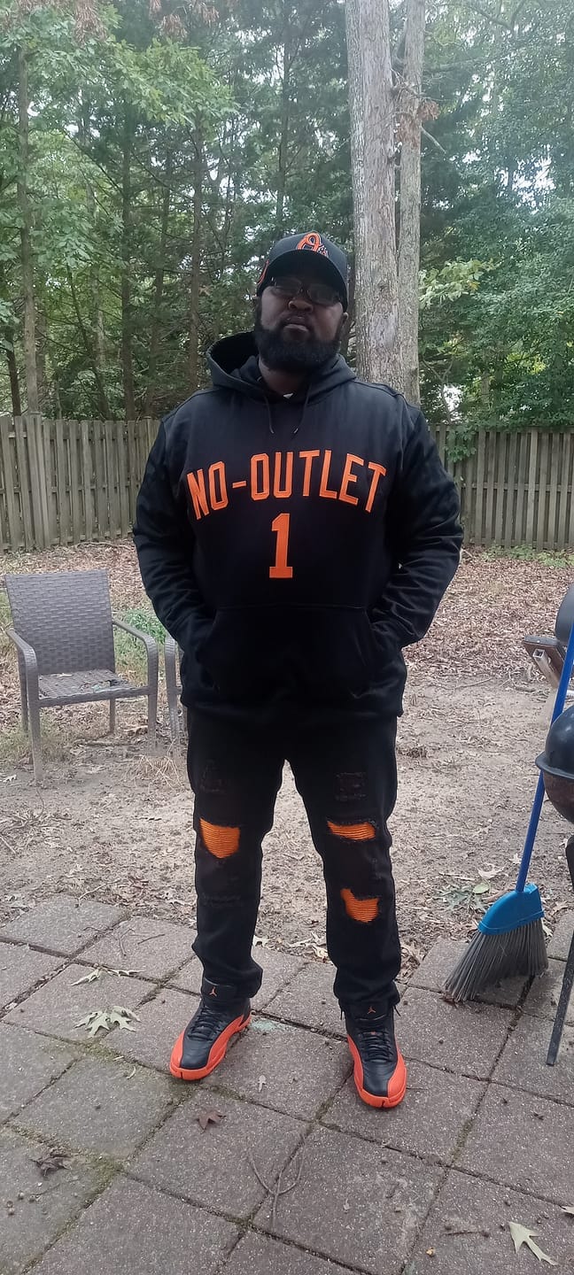 Customer photo review of Custom Stitched Black Orange Raglan Sleeves Sports Full-Zip Sweatshirt Hoodie