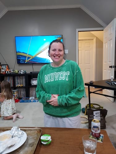 Customer photo review of Outlined Midwest Ribbed Graphic Crewneck